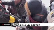 مهاجران از ترکیه راهی جزیره لِسبوس یونان شدند