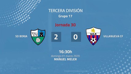 Resumen partido entre SD Borja y Villanueva CF Jornada 30 Tercera División