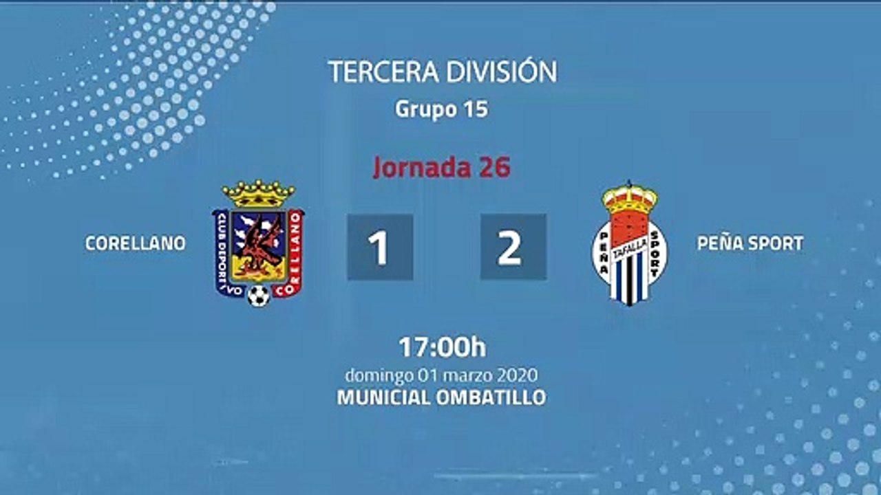 Resumen partido entre Corellano y Peña Sport Jornada 26 Tercera División