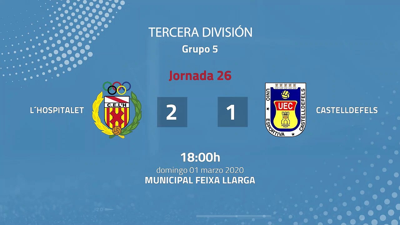 Resumen partido entre L´Hospitalet y Castelldefels Jornada 26 Tercera División
