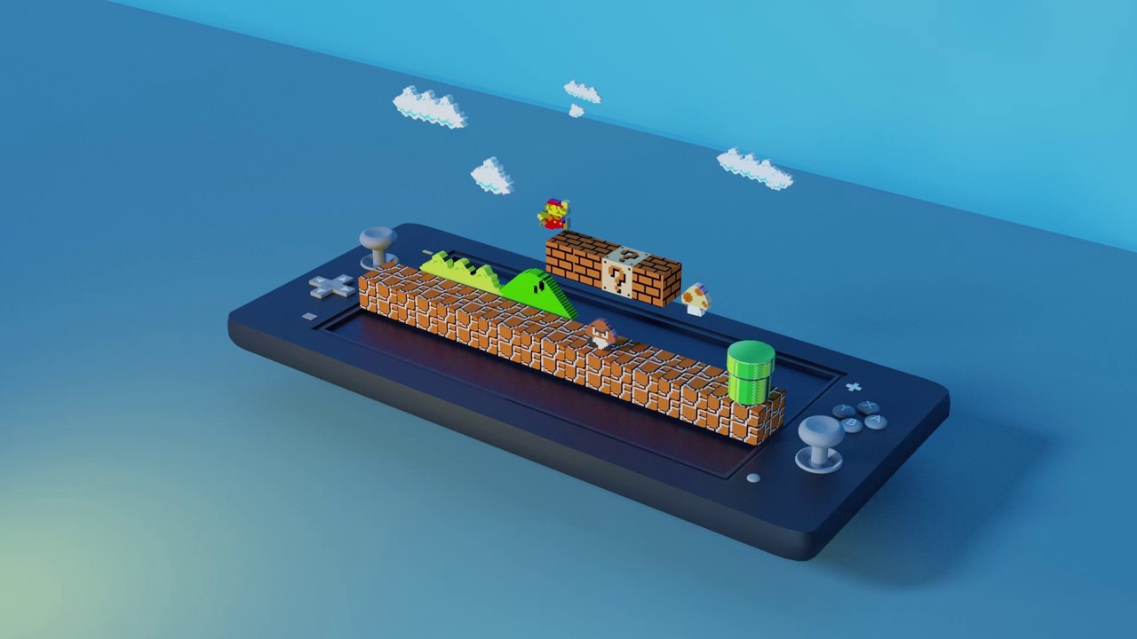 Mario Game Scene On Console | Blender 2.82