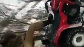 ATV Rider Tries To Run Over A Tree And Ends Up Flipping The ATV