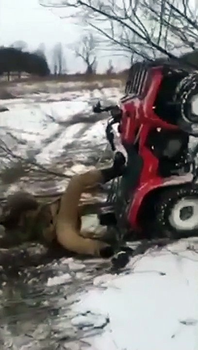 ATV Rider Tries To Run Over A Tree And Ends Up Flipping The ATV