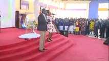 Deputy  President William Ruto and her wife Rachel Ruto leads a Worship song.