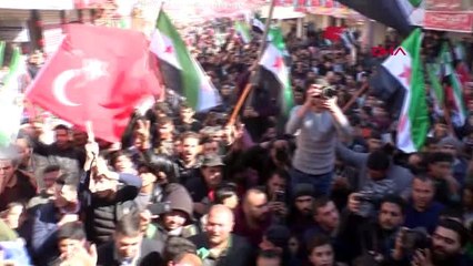 Suriye azez'de mehmetçiğe destek mitingi