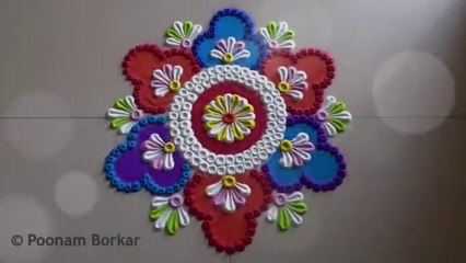 Beautiful and easy rangoli using Paper Cone  Easiest way to put the dots  Rangoli