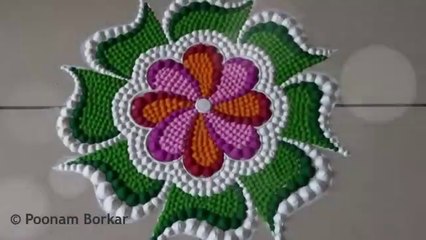 Attractive rangoli with dots  Easy rangoli designs