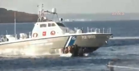 Yunan sahil güvenlikten göçmenlerin botuna müdahale