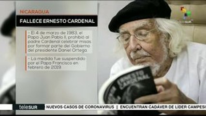 Nicaragua: muere el poeta Ernesto Cardenal; habrá días 3 de duelo