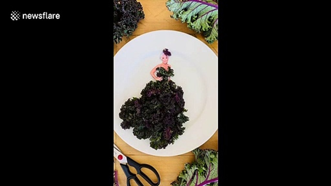 Talented US food stylist recreates celebrity red carpet looks on TikTok using fruit and vegetables