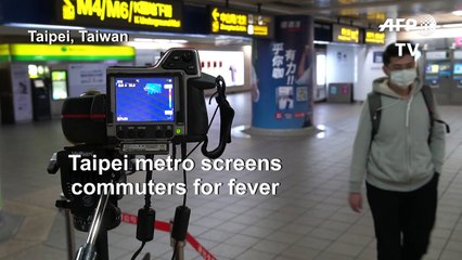 Coronavirus: Temperature checks in Taiwan metro