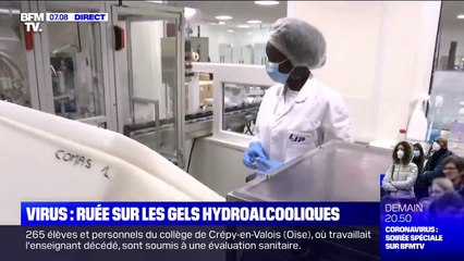 Download Video: Coronavirus: face à la demande, des milliers de flacons de gels hydroalcooliques sont produits chaque jour dans ce laboratoire