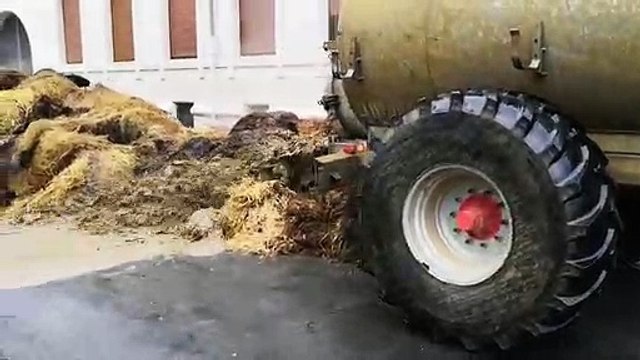 Les éleveurs ont déversé du fumier et du lisier devant la préfecture à Périgueux