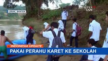 Akses Jembatan Putus, Para Siswa Rela Terjang Sungai