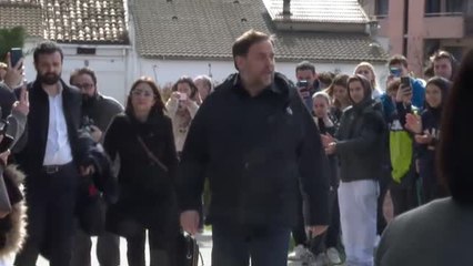 Oriol Junqueras, ovacionado a su llegada al campus de Manresa