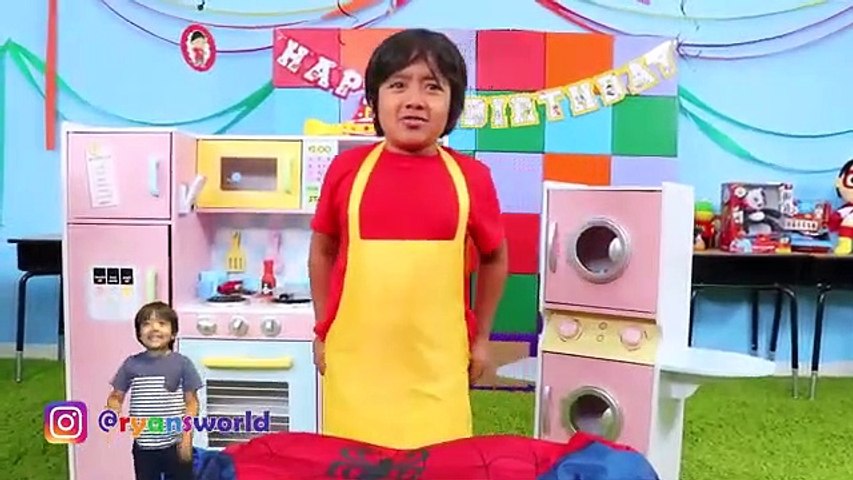 Ryan cook with kitchen and clean pretend play fun!!!