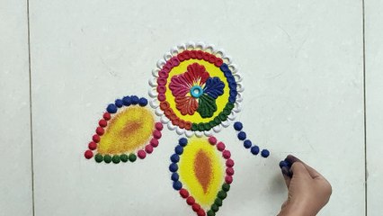 Holi 2020 Special Rangoli | Easy  and Colourful Kolam for Holi