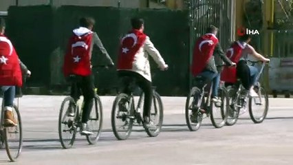 Üniversiteliler İdlib şehitleri için bisiklet sürdü