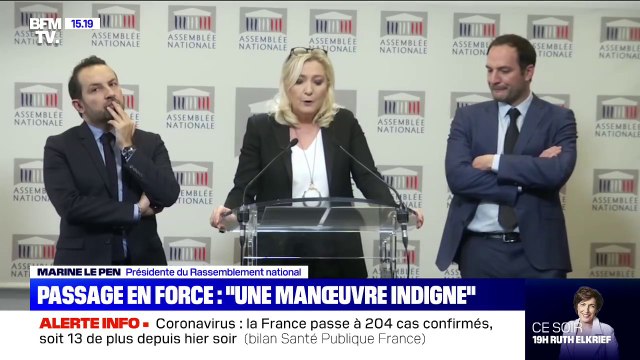 Retraites: Marine Le Pen dénonce une manœuvre indigne avec le recours au 49.3