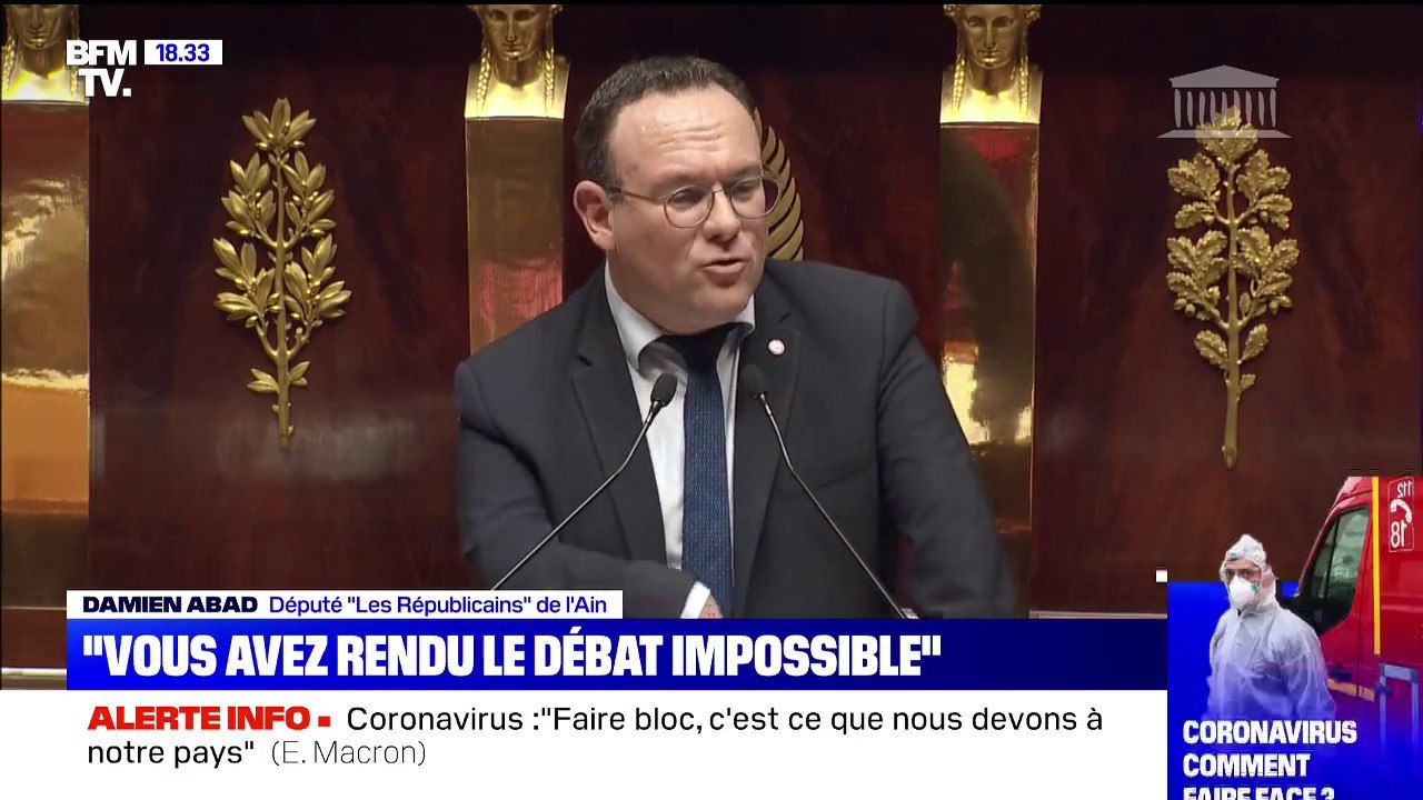 Motion de censure: "Cette crise sanitaire ne vous a pas empêché de dégainer le 49-3 un samedi après-midi", critique Damien Abad (LR)