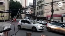 Fios caídos complicam trânsito no Centro de Vitória