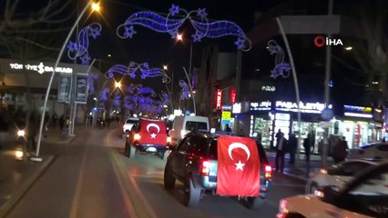 Türk askerinin Bahar Kalkanı Harekatı'na, 'offroad'cular konvoyla destek oldu