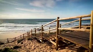 Stock Video - Beach scene with beach walking steps leading down - Stock Video Footage