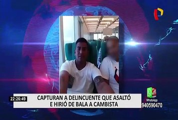 Capturan a delincuente que asaltó e hirió de bala a cambista del Jirón Ocoña