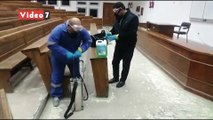 جامعة حلوان تعقم المدرجات والقاعات الدراسية للوقاية من كورونا