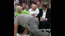 Fan gets unexpected taste of Celtics action courtesy of wayward Kemba pass