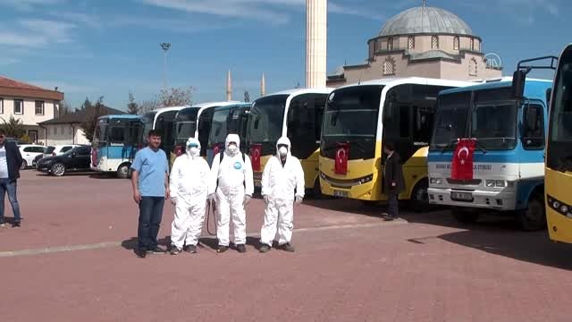 Toplu taşıma araçları dezenfekte edildi