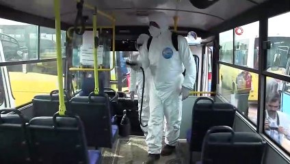 Aksaray'da toplu taşıma araçları dezenfekte edildi