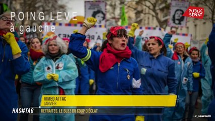 Extrait Hashtag, la chorégraphie « À cause de Macron » pour dire non à la réforme des rétraites... Bon ou mauvais coup de com' Réponse avec Philippe Guibert et Caroline Faillet