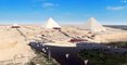 Recreación 3D de las pirámides en la llanura de Giza, Egipto.