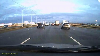 Car Flips Through Air Due to Merging