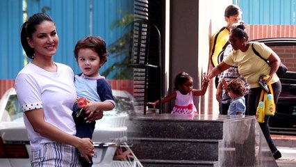 Sunny Leone spotted with her kids at their playschool; Watch video | FilmiBeat