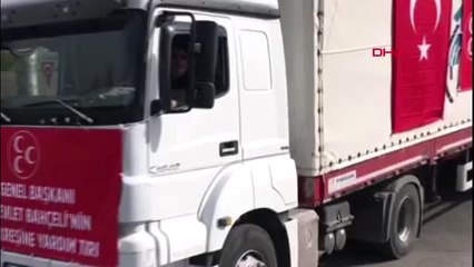 Ankara mhp'nin yardım tır'ı göçmenlere ulaştı
