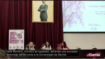 Irene Montero, ministra de Igualdad, defiende una ¨sociedad feminista ´ en su visita a la Universidad de Sevilla