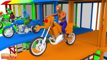 Learn Colors and Nursery Rhymes - Colors for Children to Learn with Spiderman w Motorcycle - Learn Colors Street Vehicles for Kids