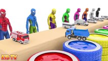 Colors for Children to Learn with Spidermen and Street Vehicles Car Toys -h 3D Kids Learn Colors