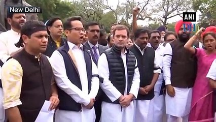 Congress protests inside Parliament premises demanding Amit Shah’s resignation