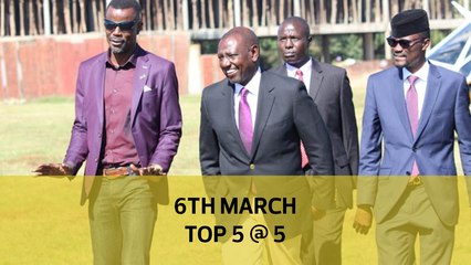 Top 5 @ 5: Ruto heads to Meru, Woman rep defrauds colleagues, International conferences Banned