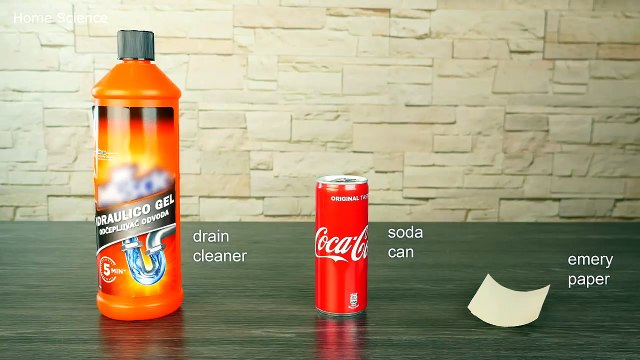 01.Experiment- Coca Cola and Drain Cleaner - The secret of the aluminum can