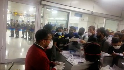 Passengers being screened at IGI Airport in New Delhi