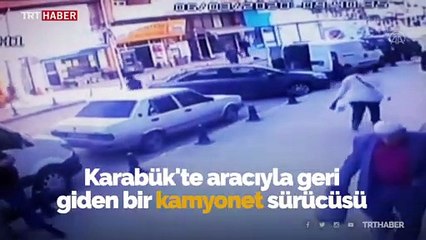 Geri giden kamyon yayaya çarptı