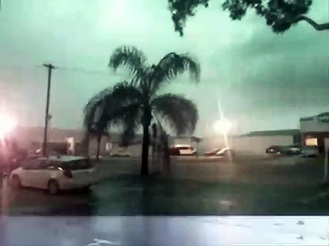 Lightning Strike Hits Light Pole Across Parking Lot