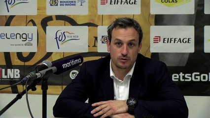 Le coach Rémi Giuitta après la victoire de Fos Provence Basket contre Rouen