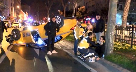 Şişli'de akılalmaz kaza! Önündeki araca çarptı, takla atarak durabildi