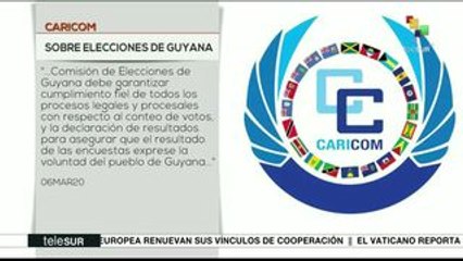 Caricom expresa su preocupación sobre las elecciones en Guyana