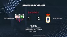 Resumen partido entre Extremadura y Real Oviedo Jornada 31 Segunda División